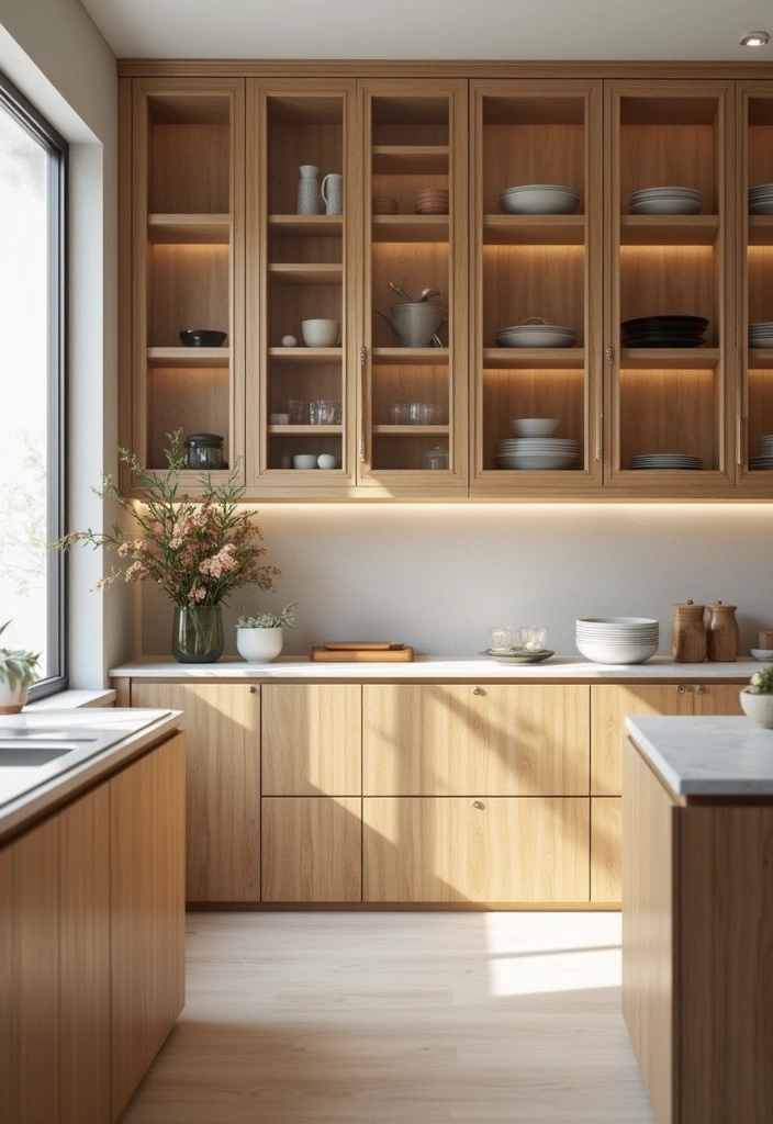 20 Modern Kitchens That Prove Wood Never Goes Out of Style - 15. Wood and Glass Combinations