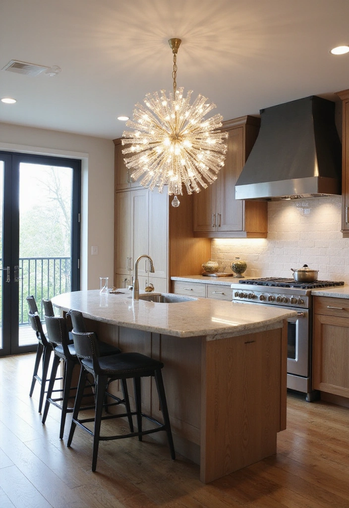 20 Must-See Lighting Ideas for a Bright and Modern Kitchen - 3. Statement Chandeliers
