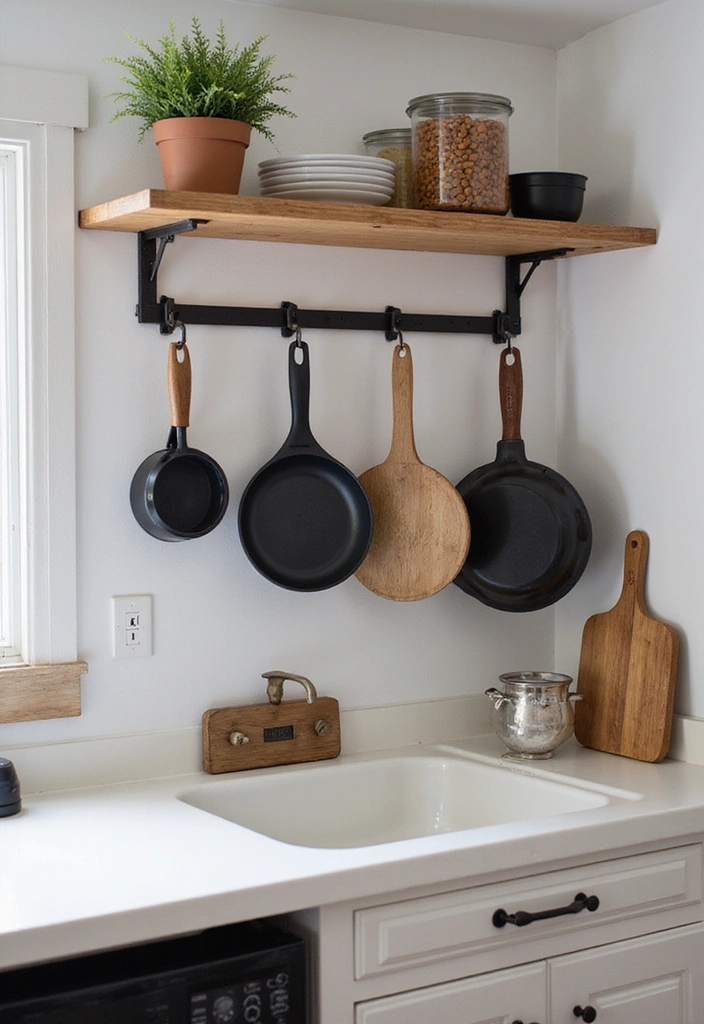 20 Modern Farmhouse Kitchen Ideas That Blend Rustic and Chic - 14. Stylish Hooks and Racks