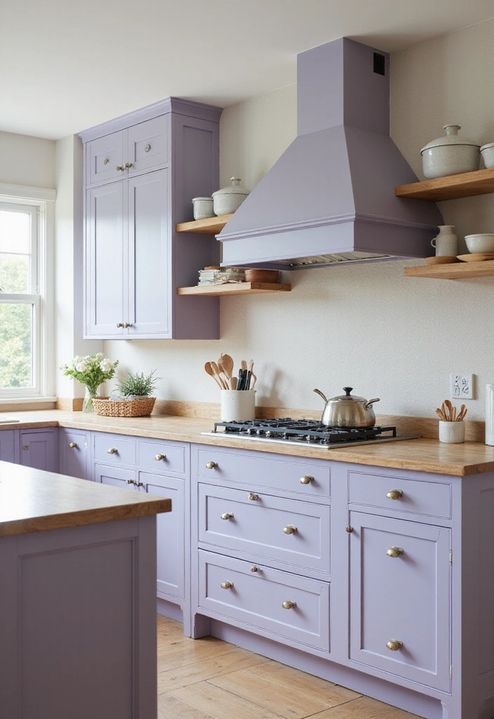 20 Eye-Catching Two-Tone Kitchen Cabinets That'll Inspire Your Next Renovation! - 17. Soft Lavender and Light Grey