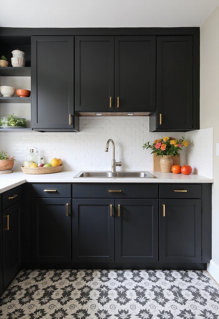 20 Eye-Catching Two-Tone Kitchen Cabinets That'll Inspire Your Next Renovation! - 8. Classic Black and White with a Twist