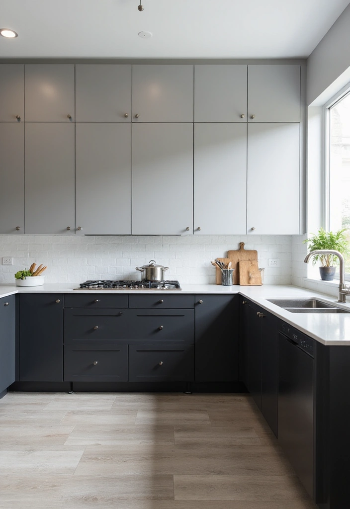 20 Eye-Catching Two-Tone Kitchen Cabinets That'll Inspire Your Next Renovation! - 6. Light Grey and Charcoal Black