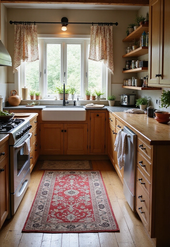 20 Modern Farmhouse Kitchen Ideas That Blend Rustic and Chic - 15. Layered Textiles for Comfort
