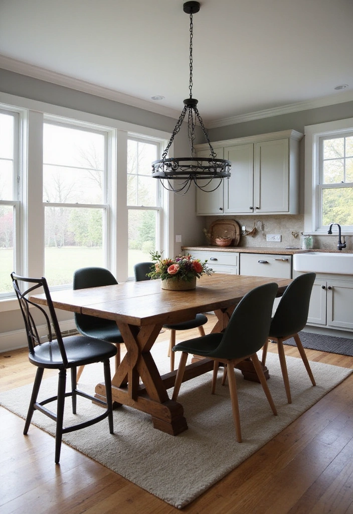 20 Modern Farmhouse Kitchen Ideas That Blend Rustic and Chic - 11. Farmhouse Table as Focal Point