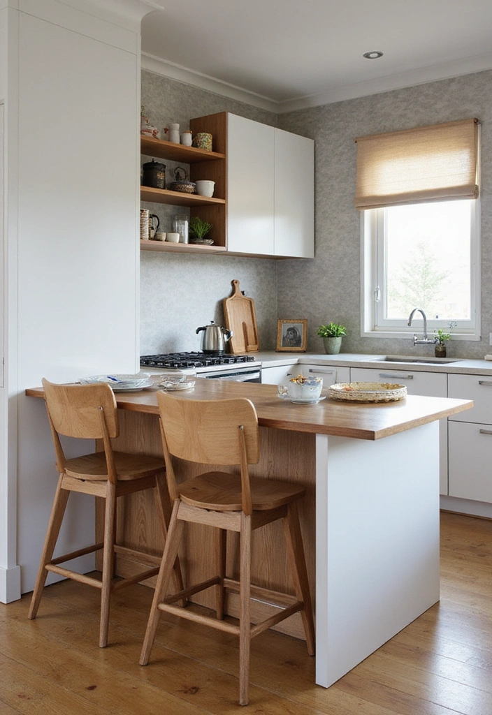 25 Compact Open Shelving Solutions for Small Modern Kitchens That Maximize Space! - 21. Multi-functional Furniture