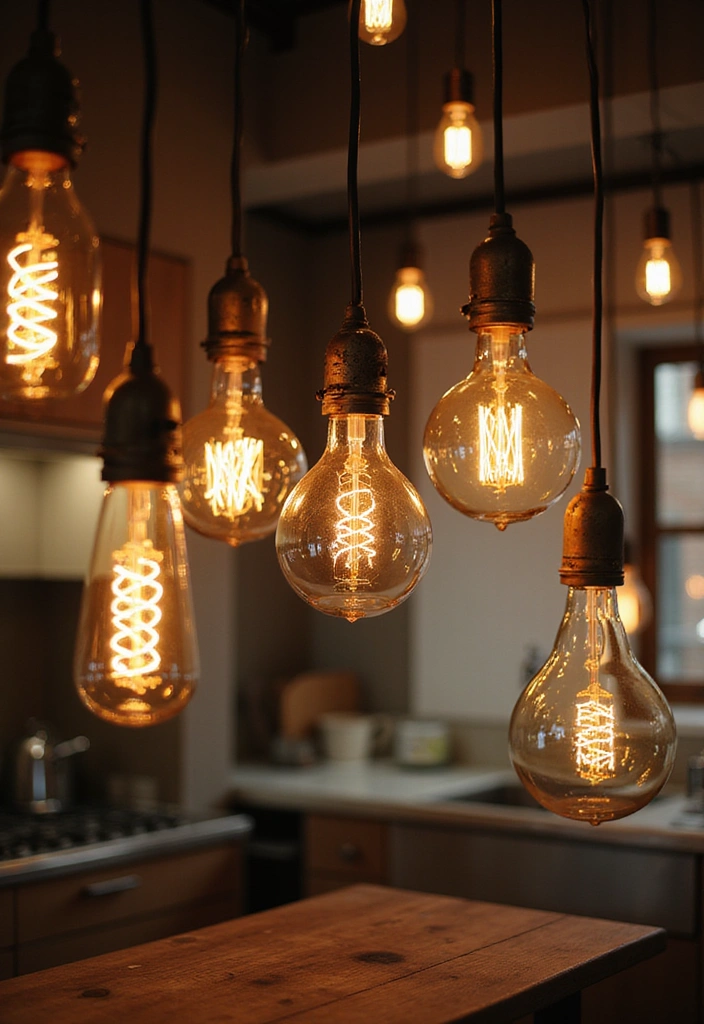 20 Must-See Lighting Ideas for a Bright and Modern Kitchen - 16. Unique Light Bulbs for Character