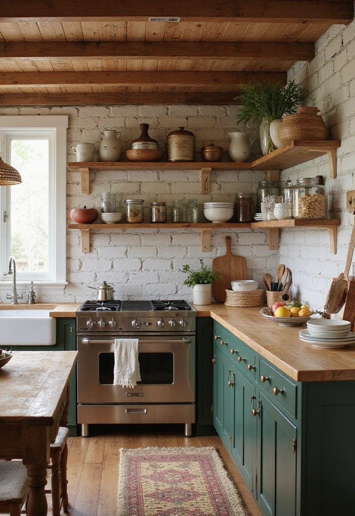 25 Compact Open Shelving Solutions for Small Modern Kitchens That Maximize Space! - 7. Reclaimed Wood for Rustic Charm