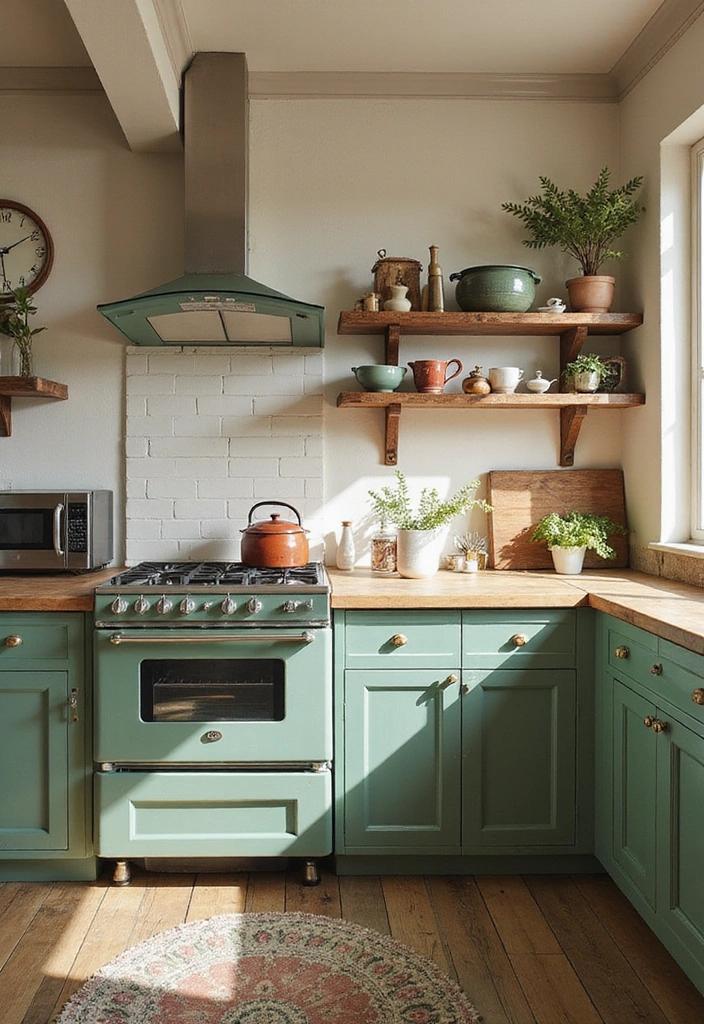 20 Eye-Catching Two-Tone Kitchen Cabinets That'll Inspire Your Next Renovation! - 18. Rustic Green and Cream