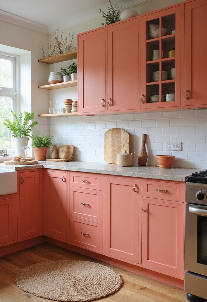 20 Fresh Orange Kitchen Styles That Will Make You Want to Redecorate ASAP! - 6. Warm Coral Touches