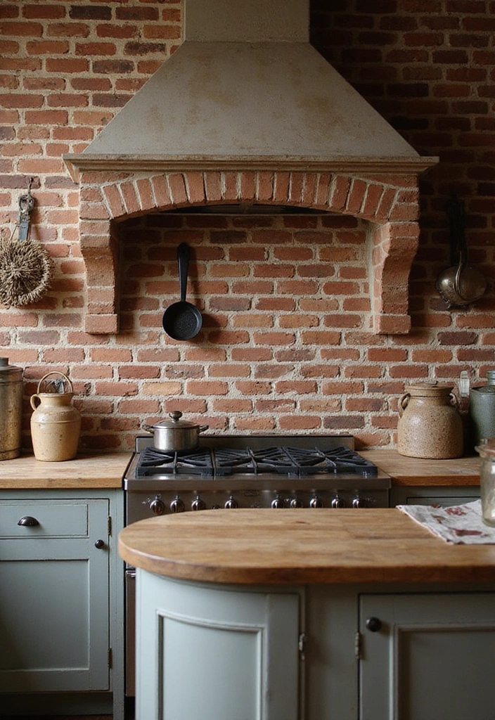 20 Farmhouse Kitchen Brick Backsplash Ideas That'll Make You Say 'Wow!' - 8. Vintage Brick with Patina