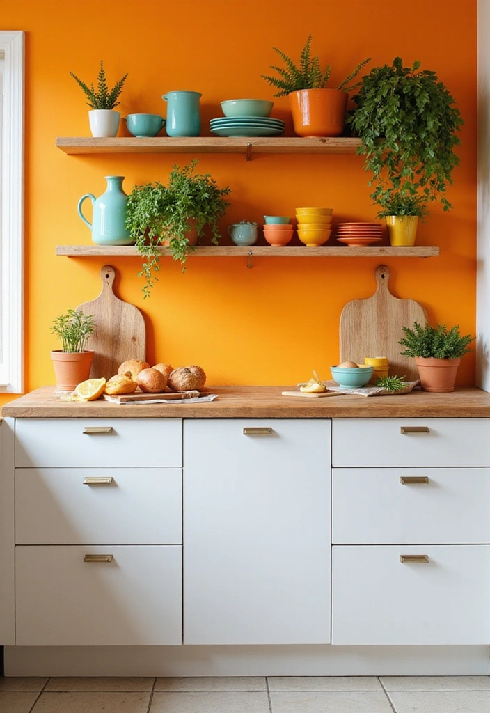 20 Fresh Orange Kitchen Styles That Will Make You Want to Redecorate ASAP! - 1. Vibrant Tangerine Walls