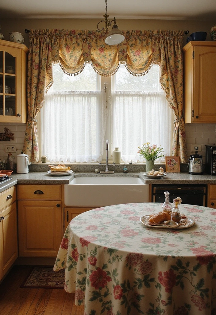 18 Grandmacore Kitchen Decor Tips That’ll Turn Your Space Into a Warm Hug! - 10. Use Vintage Fabrics