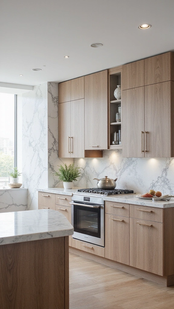 20 Luxury Modern Kitchen Ideas That Exude Sophisticated Style - 7. Timeless Marble Accents