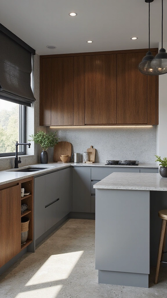 20 Modern Grey and Wood Kitchen Inspirations That Will Leave You Speechless! - 20. Monochromatic Grey and Wood Kitchen