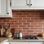 20 Stunning Farmhouse Kitchens with Exposed Brick Backsplash