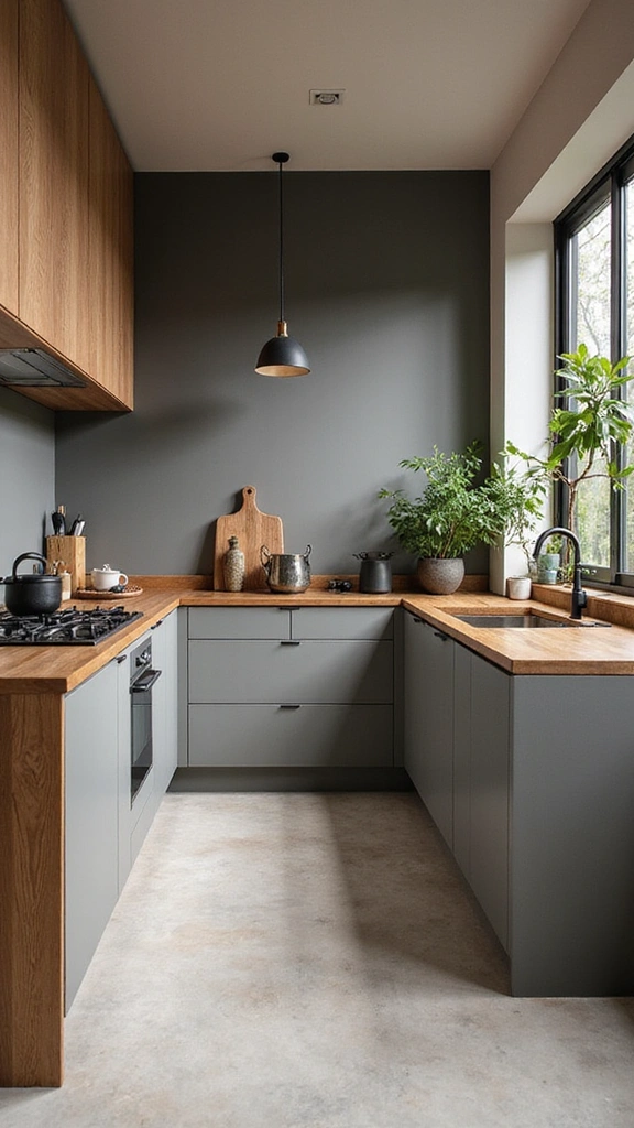 20 Modern Grey and Wood Kitchen Inspirations That Will Leave You Speechless! - 15. Zen Grey and Wood Kitchen with Natural Elements