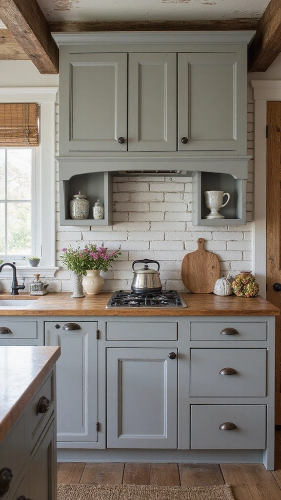 20 Modern Grey and Wood Kitchen Inspirations That Will Leave You Speechless! - 14. Vintage-Inspired Grey and Wood Kitchen