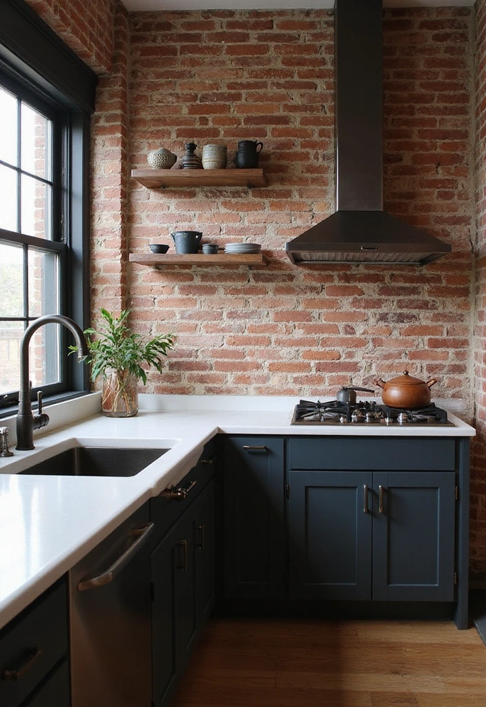 20 Farmhouse Kitchen Brick Backsplash Ideas That'll Make You Say 'Wow!' - 3. Exposed Brick for Industrial Charm
