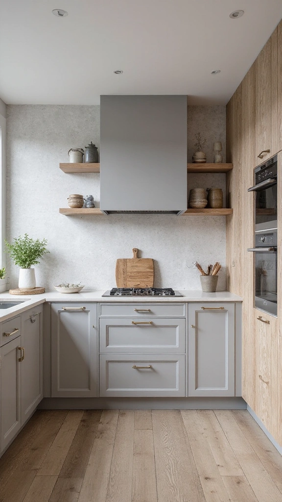20 Modern Grey and Wood Kitchen Inspirations That Will Leave You Speechless! - 11. Subtle Grey and Wood Kitchen with Textured Elements