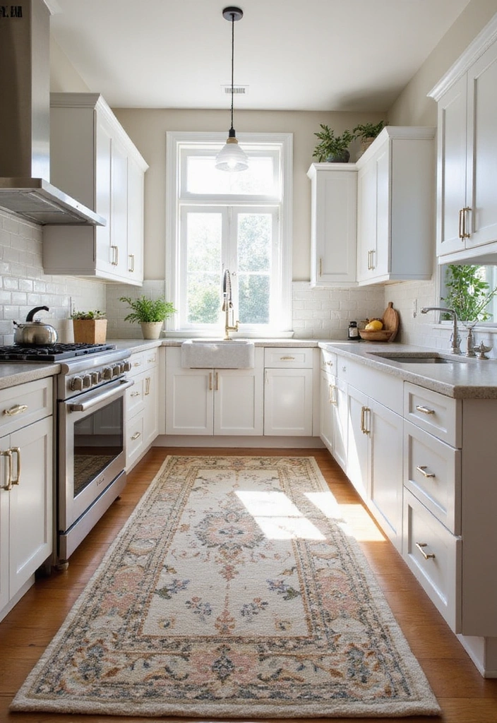 20 Budget-Friendly Modern Kitchen Makeovers That Look Expensive - 13. Statement Rugs