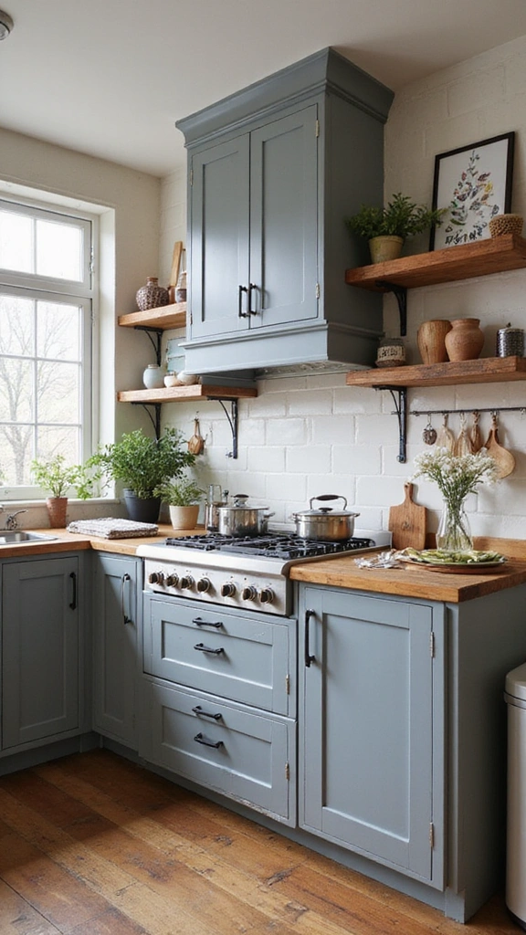 20 Modern Grey and Wood Kitchen Inspirations That Will Leave You Speechless! - 16. Artistic Grey and Wood Kitchen with a Personal Touch