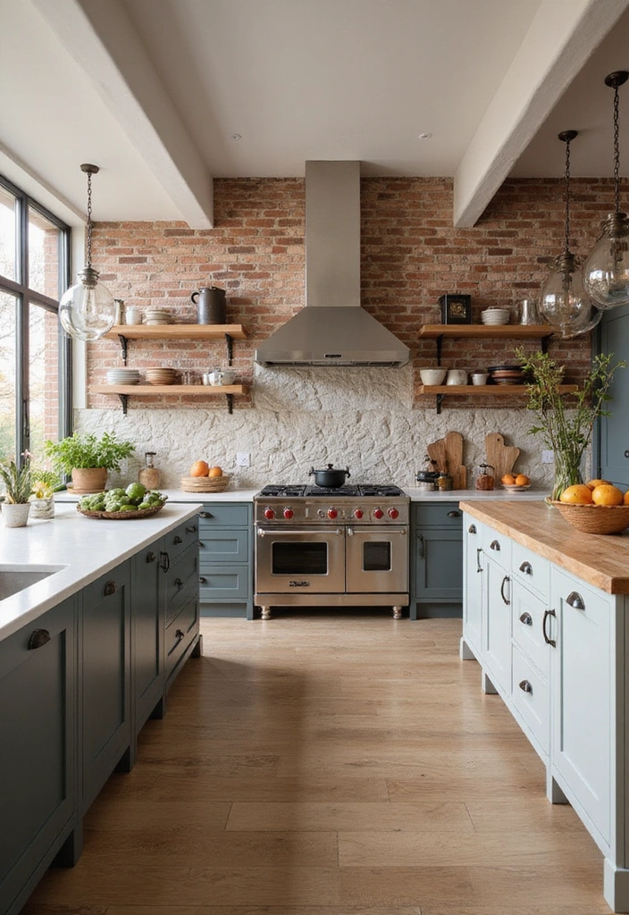 20 Farmhouse Kitchen Brick Backsplash Ideas That'll Make You Say 'Wow!' - 18. Brick and Stone Combination