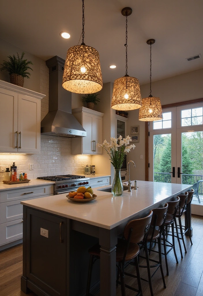 20 Stunning Modern Kitchen Layouts for Open Concept Living: Discover the Best Flow! - 19. Lighting as Art