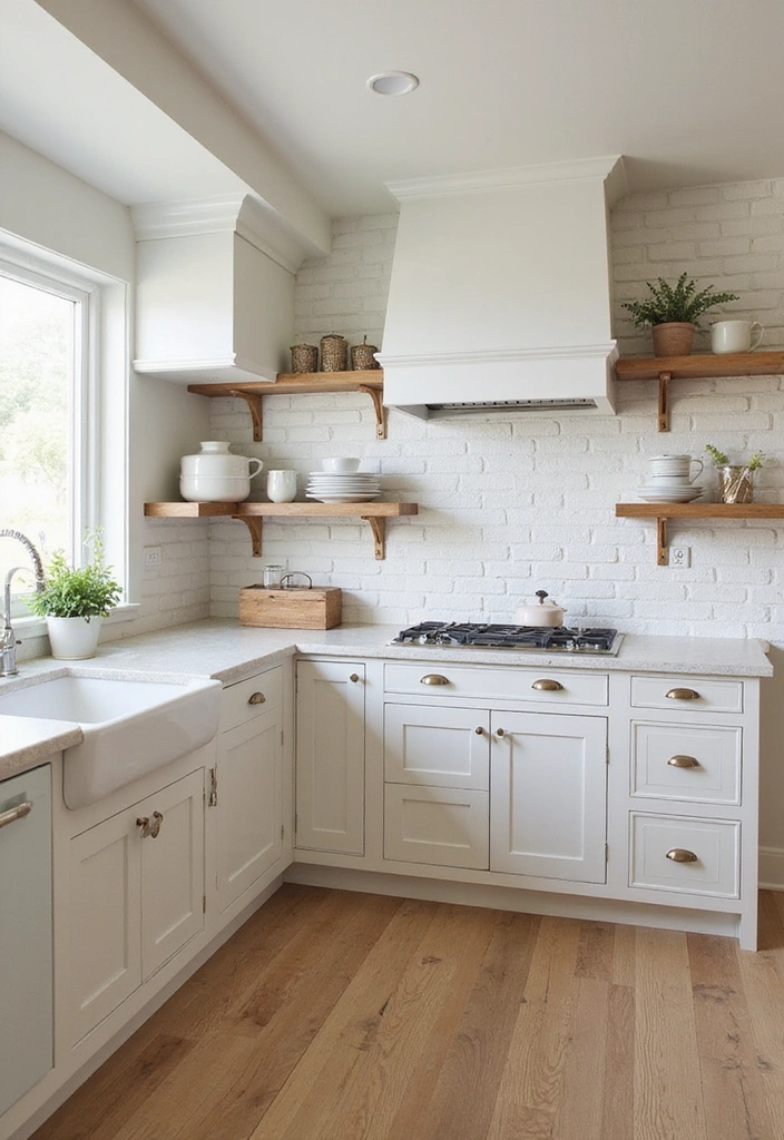 20 Farmhouse Kitchen Brick Backsplash Ideas That'll Make You Say 'Wow!' - 19. Soft Colored Bricks